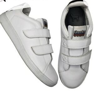 New Goats while leather sneaker with two Vel-cro zips women's comfortable size 8